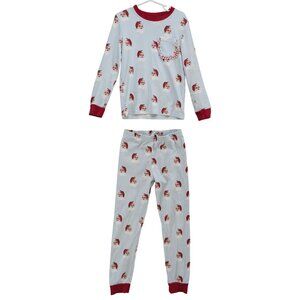 Posh Pickle Santa Christmas Pajamas Girls Blue Red 2 Piece Long Sleeve Size 8